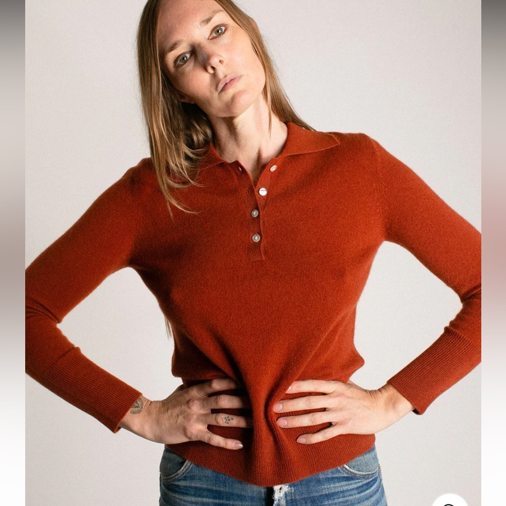 Pure Cashmere NYC Brick Polo Sweater